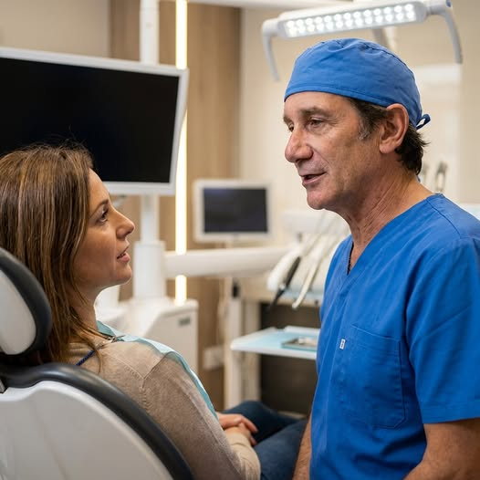 Dr. Confalone Andrea con una paziente nello studio