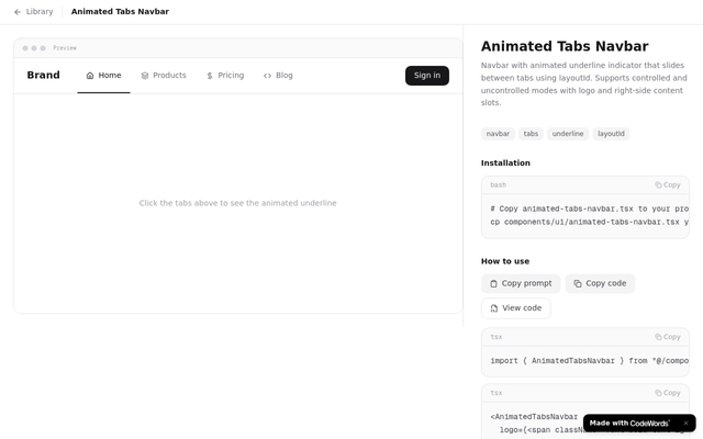 Animated Tabs Navbar